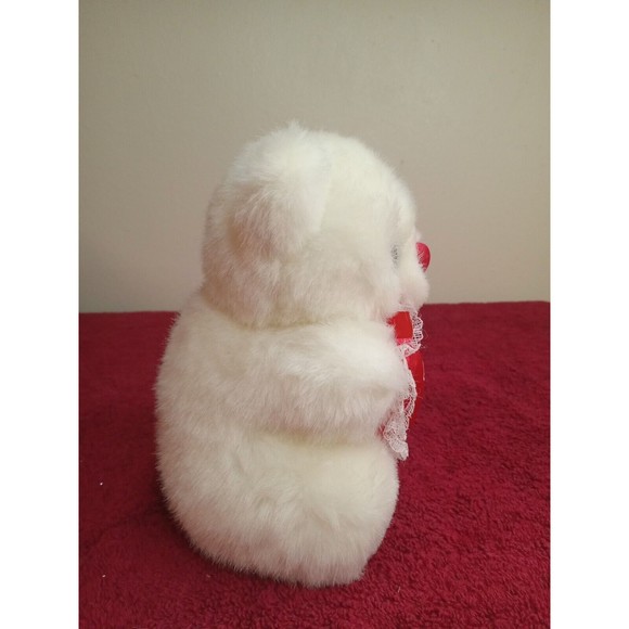 Valentines Day I Love you White Teddy Bear with  red heart 6" - Picture 2 of 5